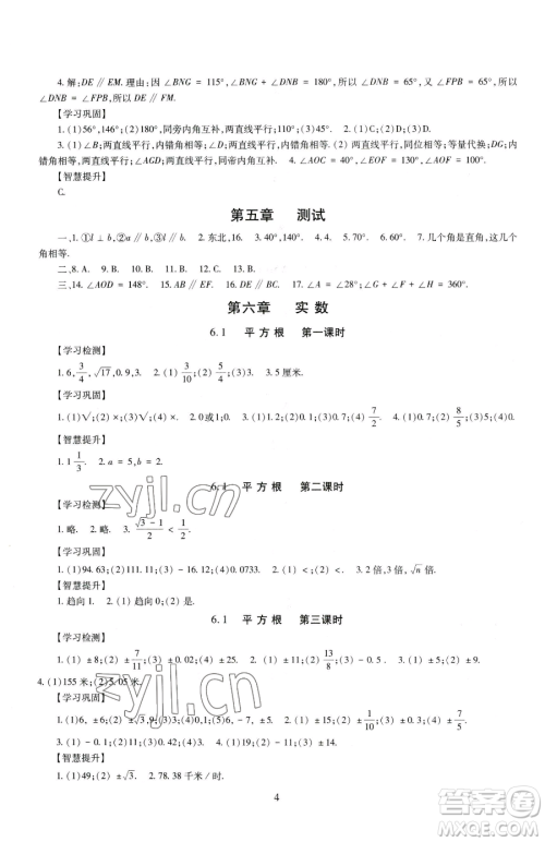 明天出版社2023智慧学习导学练七年级下册数学人教版参考答案