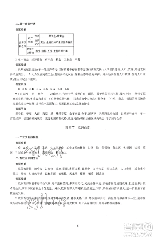 明天出版社2023智慧学习导学练七年级下册地理商务星球版参考答案 明天出版社2023智慧学习导学练七年级下册地理商务星球版参考答案