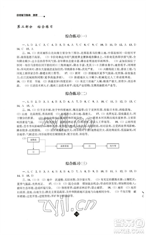 江苏人民出版社2023中考复习指南九年级地理通用版参考答案