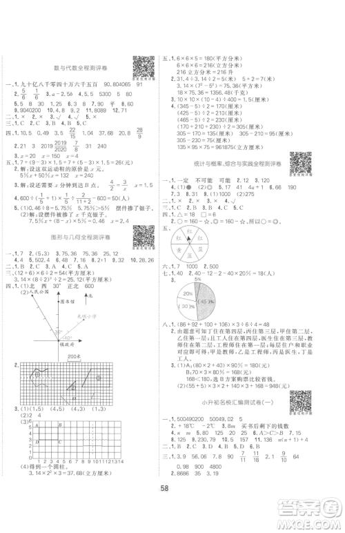 天津人民出版社2023核心课堂六年级下册数学人教版参考答案