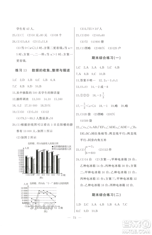 湖北教育出版社2023核心课堂七年级下册数学人教版参考答案