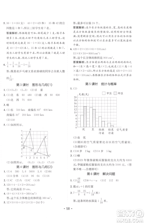 新疆青少年出版社2023同行课课100分过关作业五年级下册数学青岛版参考答案