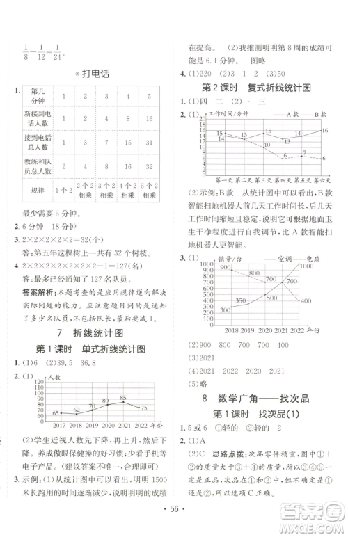 新疆青少年出版社2023同行课课100分过关作业五年级下册数学人教版参考答案