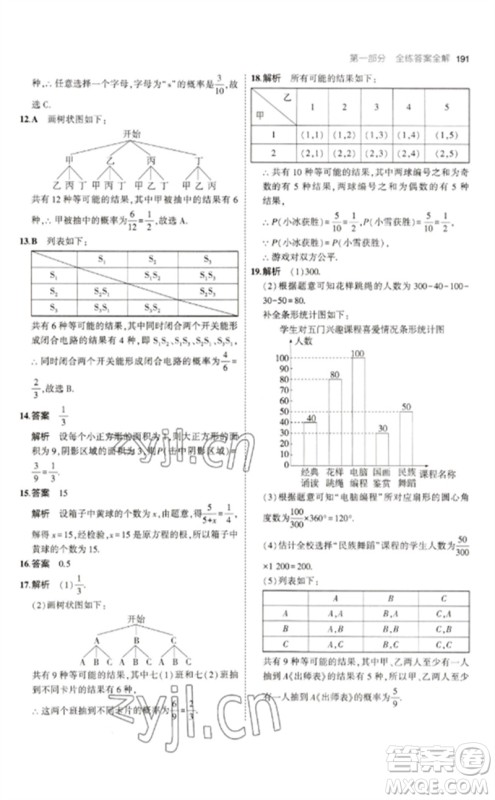 教育科学出版社2023年初中同步5年中考3年模拟九年级数学下册人教版参考答案 教育科学出版社2023年初中同步5年中考3年模拟九年级数学下册人教版参考答案