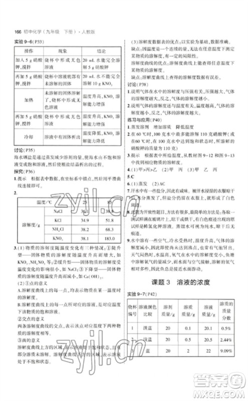 教育科学出版社2023年初中同步5年中考3年模拟九年级化学下册人教版参考答案 教育科学出版社2023年初中同步5年中考3年模拟九年级化学下册人教版参考答案