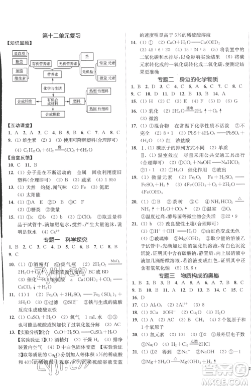 延边大学出版社2023南通小题课时作业本九年级下册化学人教版参考答案