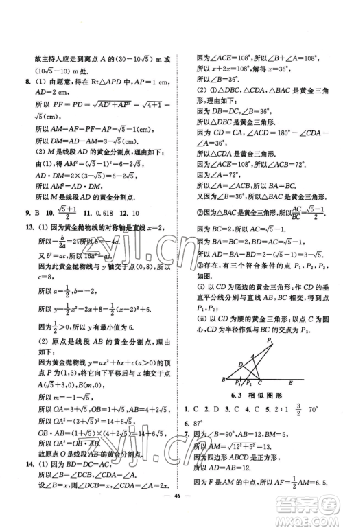 延边大学出版社2023南通小题课时作业本九年级下册数学苏科版参考答案