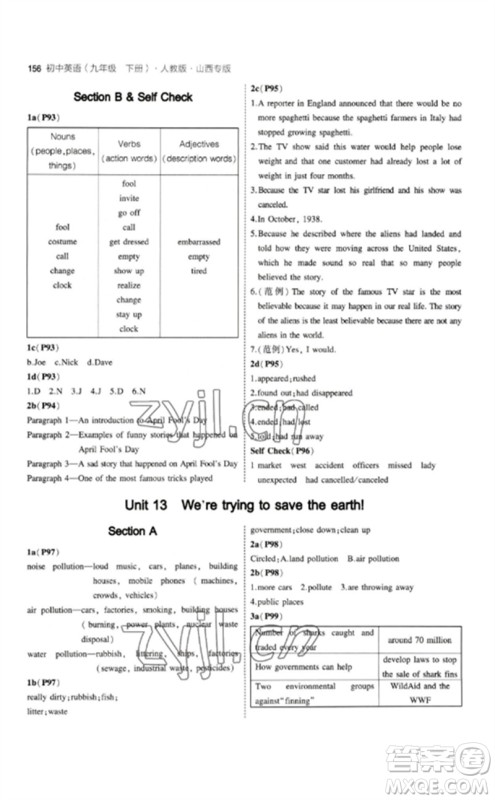首都师范大学出版社2023年初中同步5年中考3年模拟九年级英语下册人教版山西专版参考答案 首都师范大学出版社2023年初中同步5年中考3年模拟九年级英语下册人教版山西专版参考答案