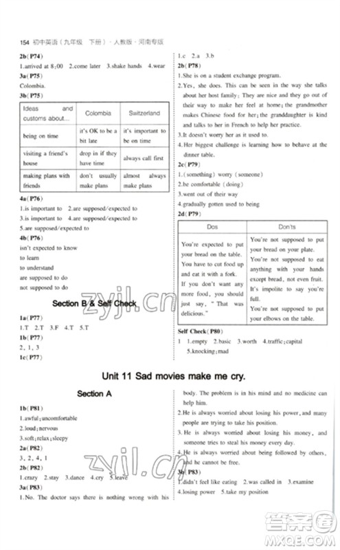 首都师范大学出版社2023年初中同步5年中考3年模拟九年级英语下册人教版河南专版参考答案 首都师范大学出版社2023年初中同步5年中考3年模拟九年级英语下册人教版河南专版参考答案