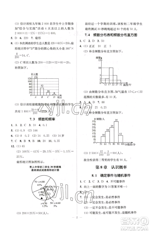 江苏凤凰美术出版社2023南通小题课时提优作业本八年级下册数学苏科版参考答案