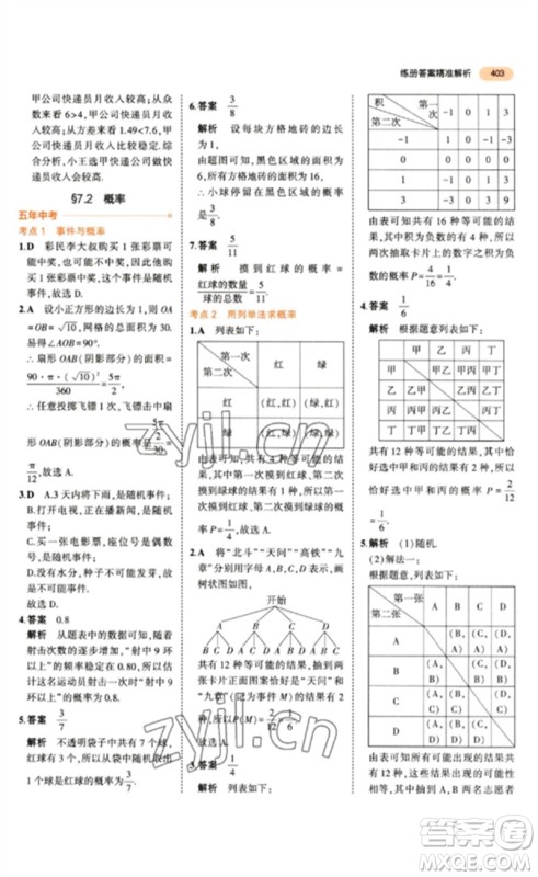 教育科学出版社2023年5年中考3年模拟九年级数学通用版参考答案 教育科学出版社2023年5年中考3年模拟九年级数学通用版参考答案