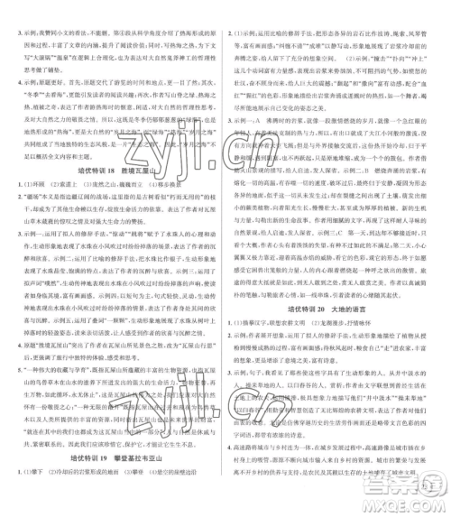 浙江人民出版社2023优+攻略八年级下册语文人教版参考答案