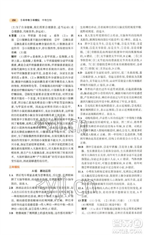 教育科学出版社2023年5年中考3年模拟九年级生物通用版参考答案 教育科学出版社2023年5年中考3年模拟九年级生物通用版参考答案