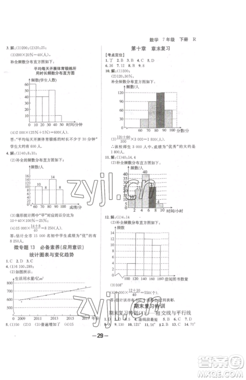 延边大学出版社2023全程突破七年级下册数学人教版参考答案 延边大学出版社2023全程突破七年级下册数学人教版参考答案