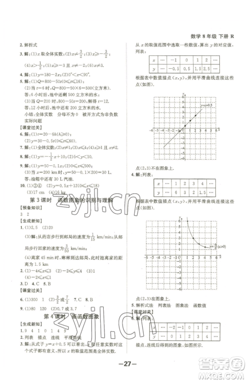 延边大学出版社2023全程突破八年级下册数学人教版参考答案