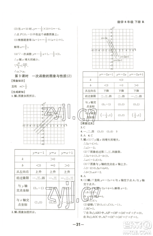 延边大学出版社2023全程突破八年级下册数学人教版参考答案