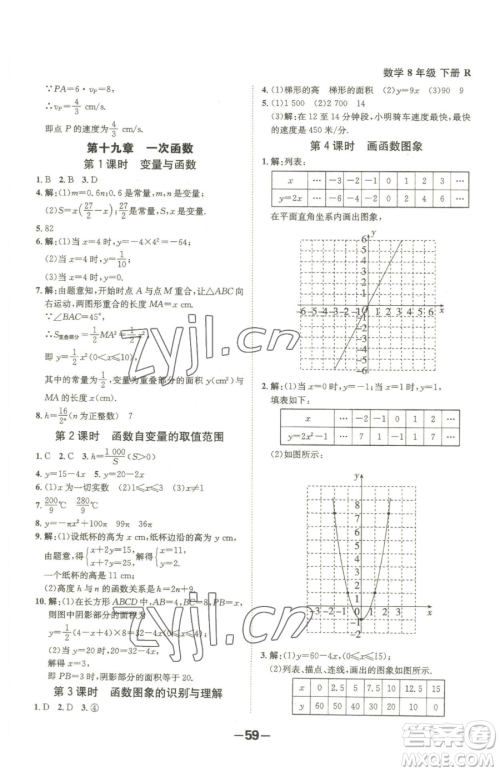 延边大学出版社2023全程突破八年级下册数学人教版参考答案