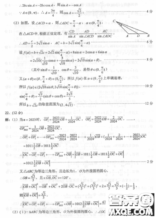 2022-2023学年第二学期高一期中调研试卷数学试卷答案