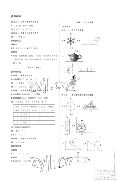 延边大学出版社2023全程突破八年级下册物理人教版参考答案