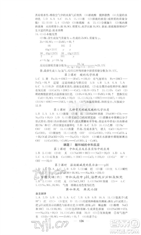 四川大学出版社2023课堂点睛九年级化学下册人教版安徽专版参考答案