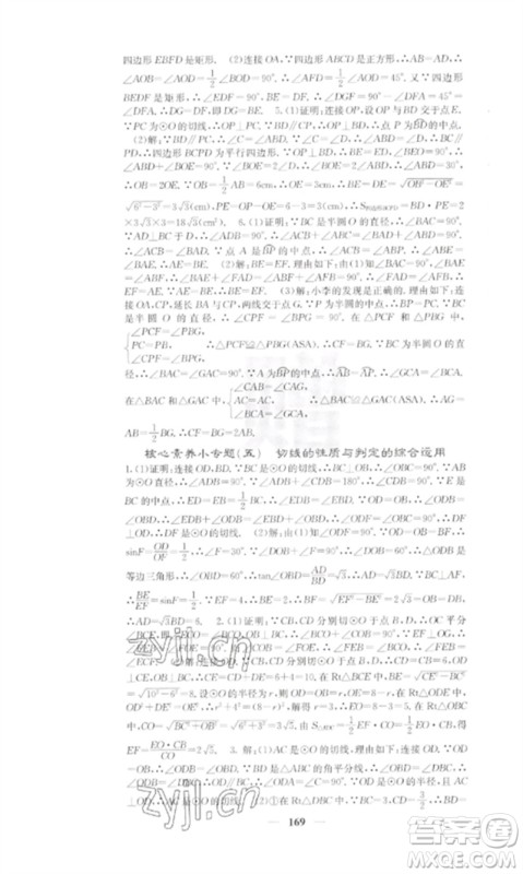 四川大学出版社2023课堂点睛九年级数学下册湘教版参考答案