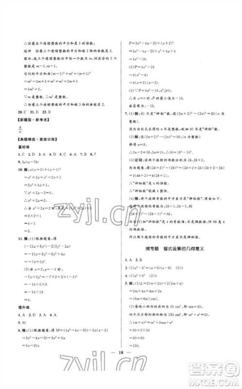 河北少年儿童出版社2023夺冠百分百中考冲刺九年级数学精练册通用版河北专版参考答案