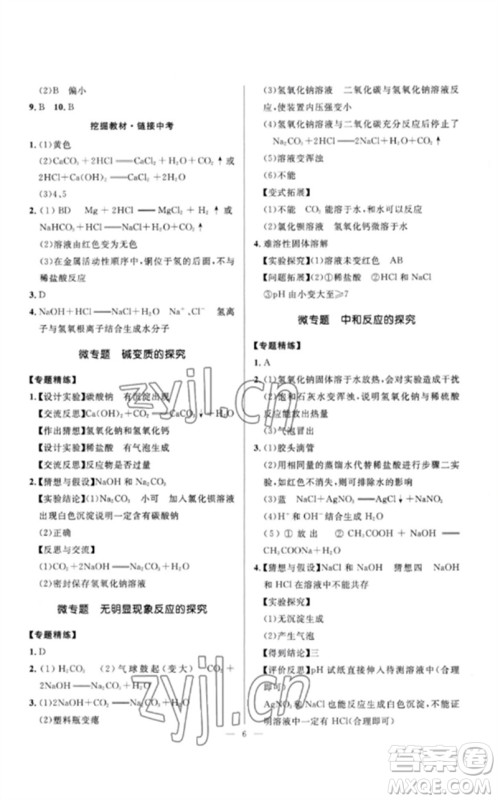 河北少年儿童出版社2023夺冠百分百中考冲刺九年级化学精讲册通用版河北专版参考答案 河北少年儿童出版社2023夺冠百分百中考冲刺九年级化学精讲册通用版河北专版参考答案