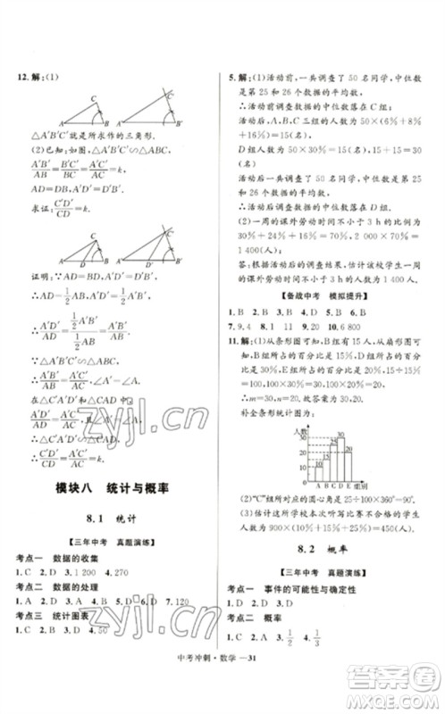 河北少年儿童出版社2023夺冠百分百中考冲刺九年级数学通用版福建专版参考答案