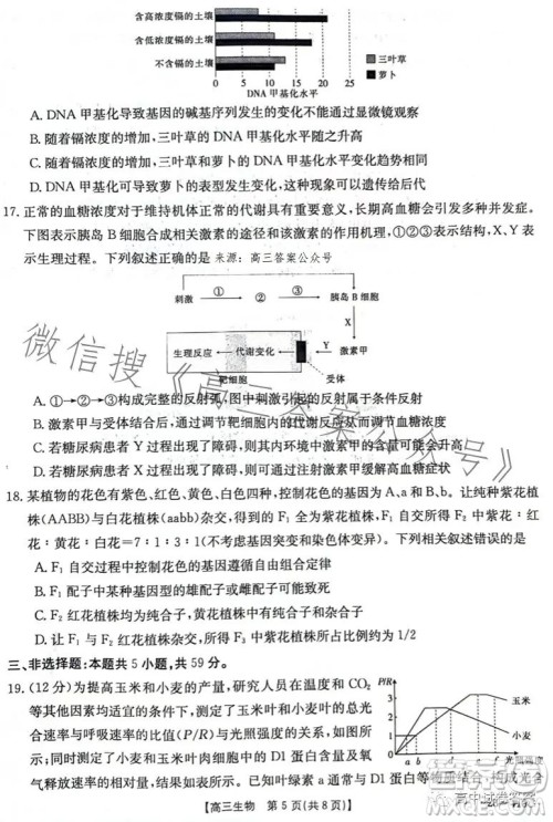 2023年金太阳高三4月联考23410C生物试卷答案