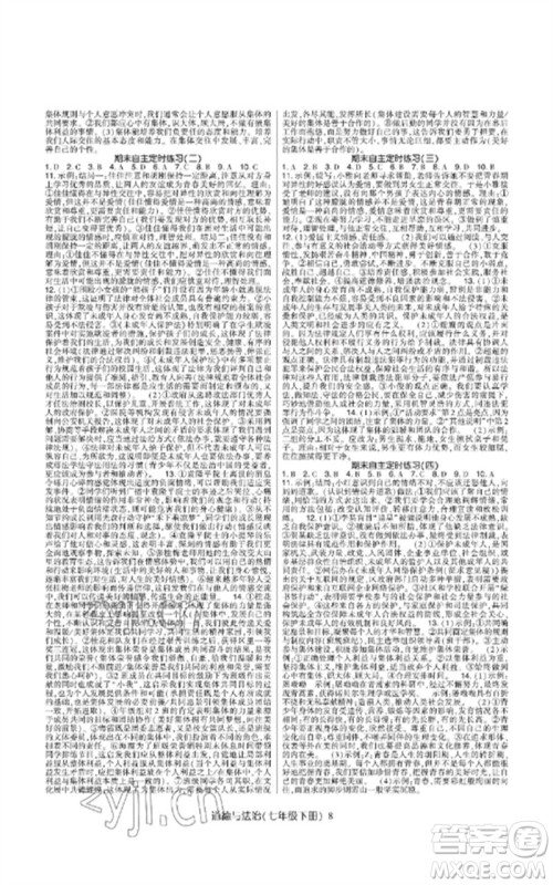 世界图书出版公司2023高分突破课时达标讲练测七年级道德与法治下册人教版参考答案 世界图书出版公司2023高分突破课时达标讲练测七年级道德与法治下册人教版参考答案