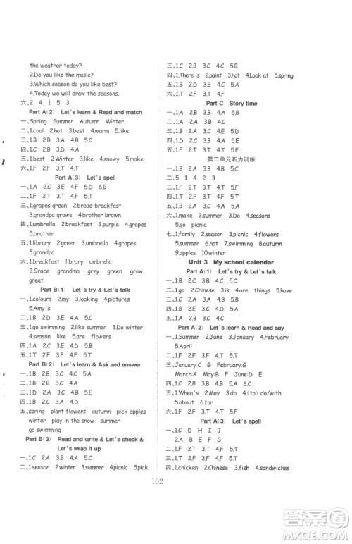 安徽文艺出版社2023阳光课堂课时作业五年级下册英语人教版参考答案 安徽文艺出版社2023阳光课堂课时作业五年级下册英语人教版参考答案