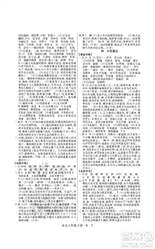 世界图书出版公司2023高分突破课时达标讲练测八年级语文下册人教版参考答案 世界图书出版公司2023高分突破课时达标讲练测八年级语文下册人教版参考答案