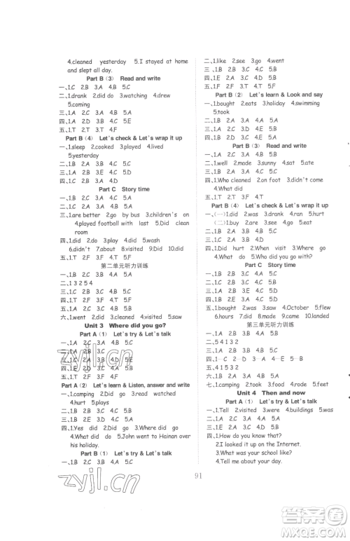 安徽文艺出版社2023阳光课堂课时作业六年级下册英语人教版参考答案 安徽文艺出版社2023阳光课堂课时作业六年级下册英语人教版参考答案