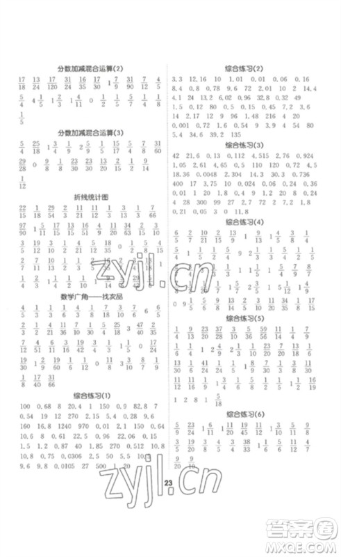 吉林教育出版社2023高分突破创优100五年级数学下册人教版参考答案