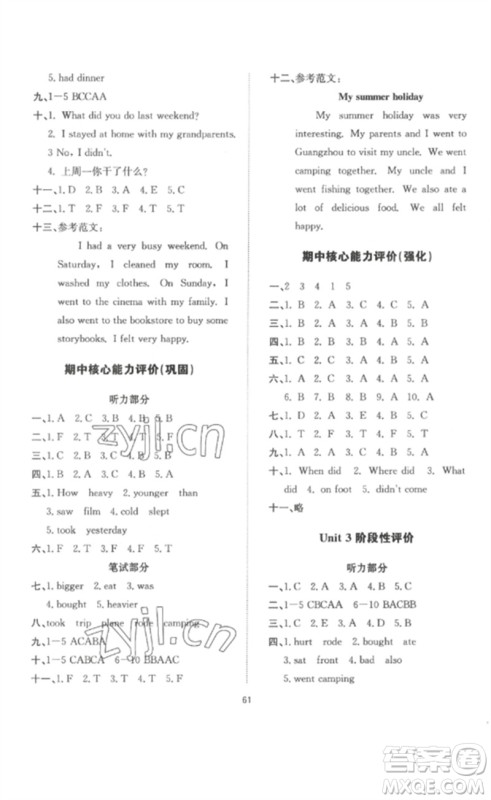 延边教育出版社2023高分突破创优100六年级英语下册人教PEP版参考答案
