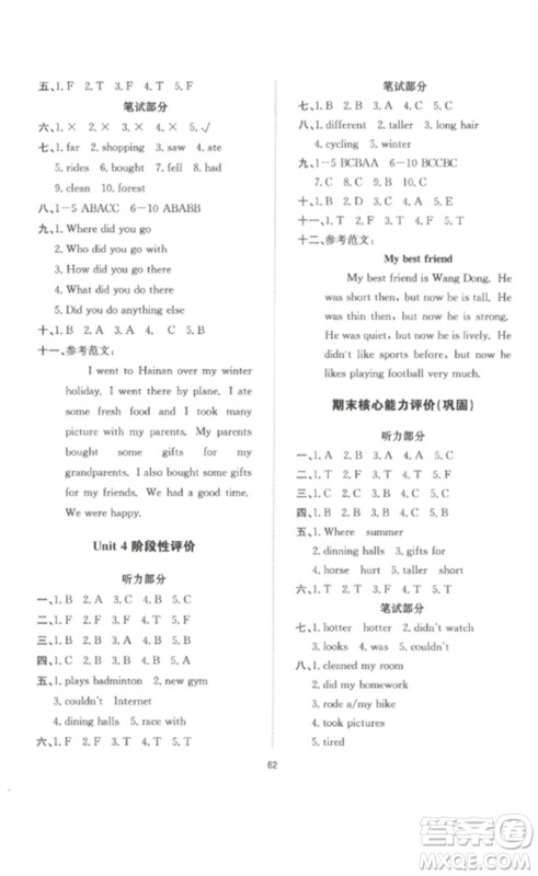 延边教育出版社2023高分突破创优100六年级英语下册人教PEP版参考答案 延边教育出版社2023高分突破创优100六年级英语下册人教PEP版参考答案