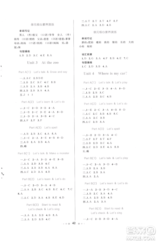 知识出版社2023小学同步测控全优设计超人天天练三年级下册英语人教版参考答案 知识出版社2023小学同步测控全优设计超人天天练三年级下册英语人教版参考答案