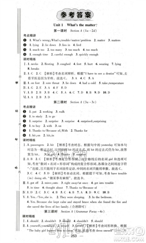 阳光出版社2023精英新课堂八年级英语下册人教版重庆专版参考答案