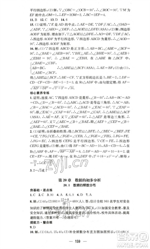 阳光出版社2023精英新课堂八年级数学下册沪科版参考答案 阳光出版社2023精英新课堂八年级数学下册沪科版参考答案