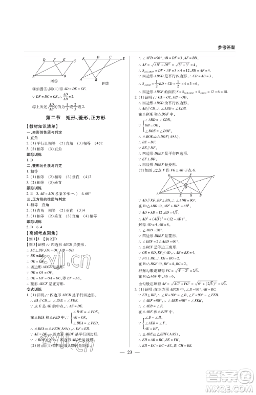 青岛出版社2023新课堂同步学习与探究九年级下册数学人教版金乡专版参考答案