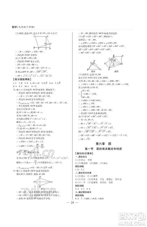 青岛出版社2023新课堂同步学习与探究九年级下册数学人教版金乡专版参考答案
