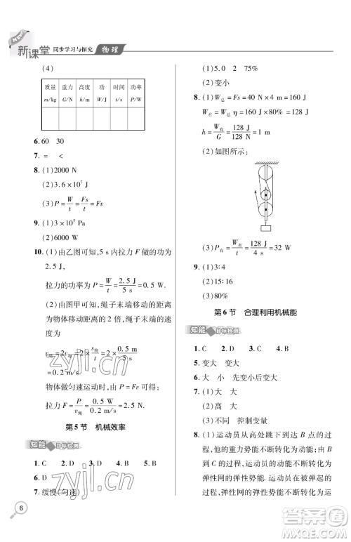 青岛出版社2023新课堂同步学习与探究八年级下册物理人教版金乡专版参考答案