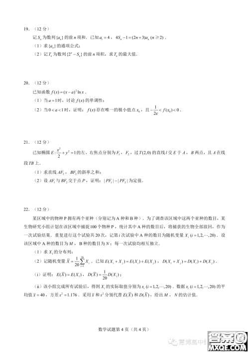 2023年普通高等学校招生星云线上统一模拟考试II数学试卷答案