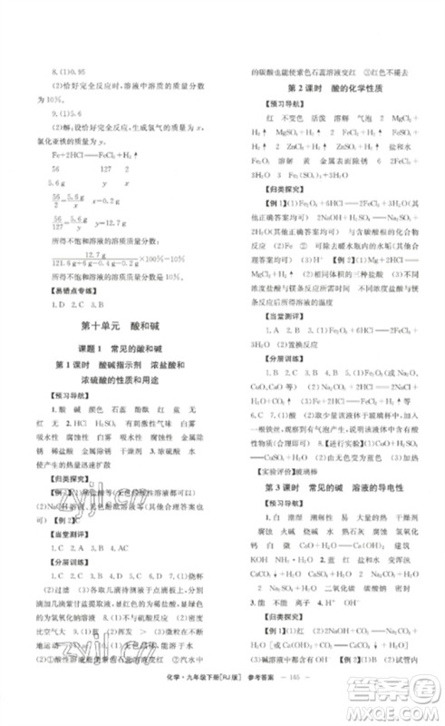 北京时代华文书局2023全效学习学业评价方案九年级化学下册人教版参考答案