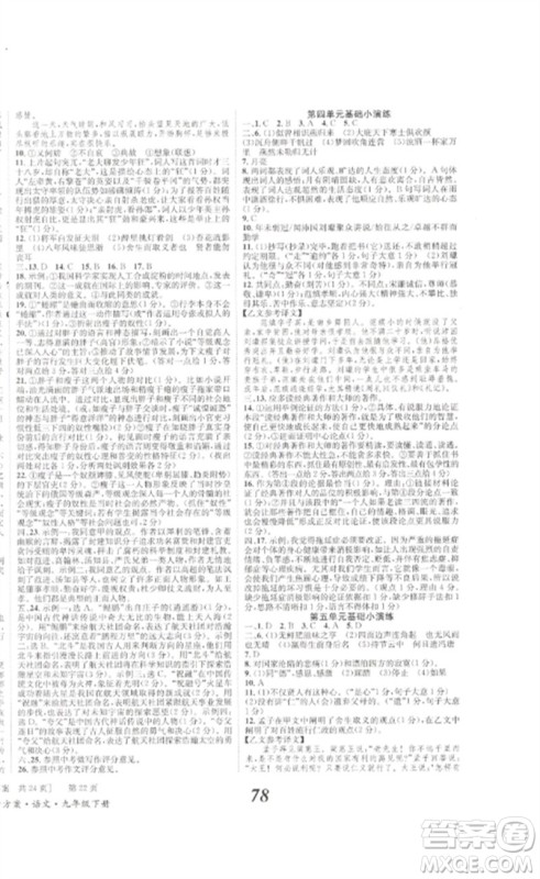 北京时代华文书局2023全效学习学业评价方案九年级语文下册人教版参考答案