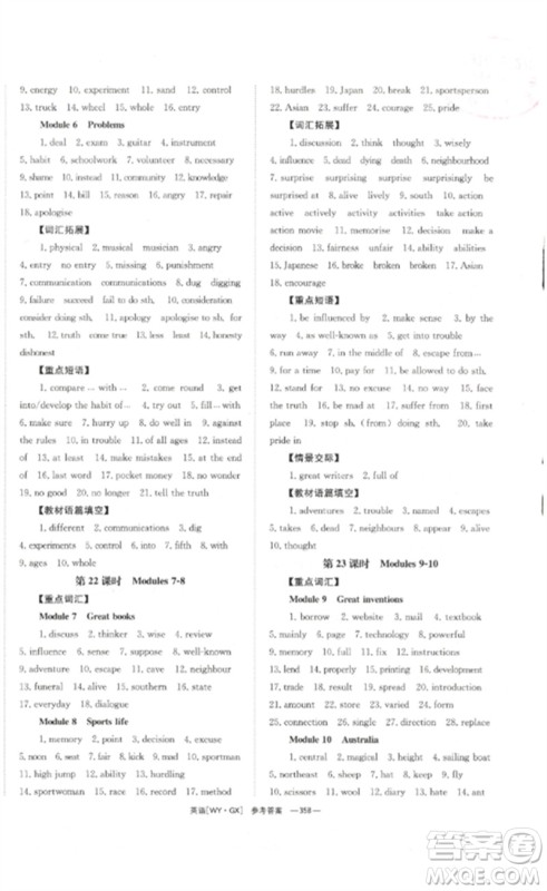 湖南师范大学出版社2023全效学习中考学练测九年级英语外研版广西专版参考答案 湖南师范大学出版社2023全效学习中考学练测九年级英语外研版广西专版参考答案
