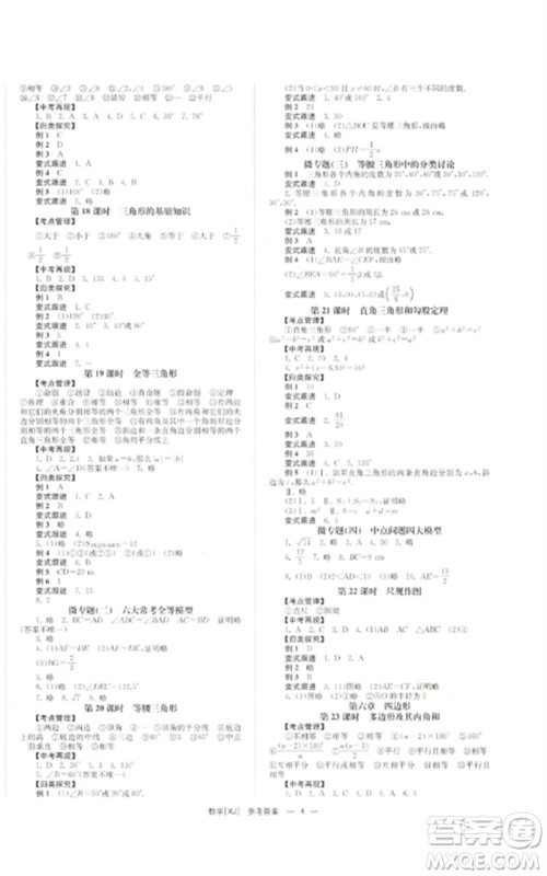 湖南师范大学出版社2023全效学习中考学练测九年级数学湘教版参考答案