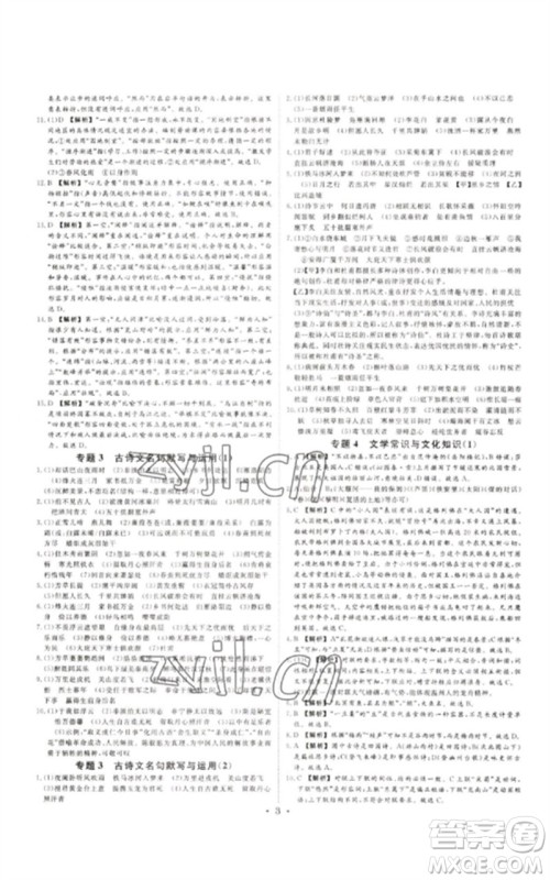 光明日报出版社2023全效学习中考学练测九年级语文通用版浙江专版参考答案