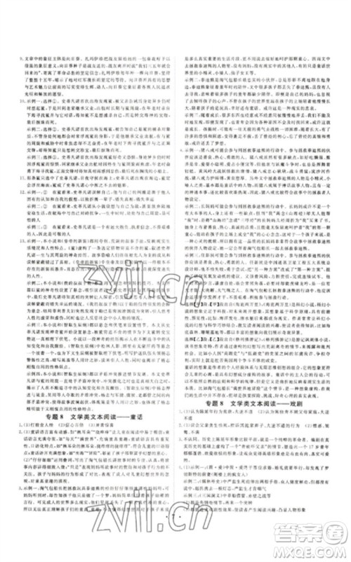 光明日报出版社2023全效学习中考学练测九年级语文通用版浙江专版参考答案