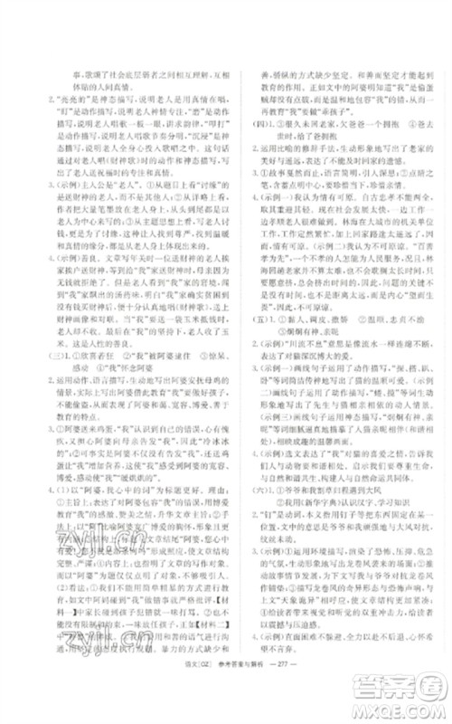 湖南师范大学出版社2023全效学习中考学练测九年级语文人教版郴州专版参考答案